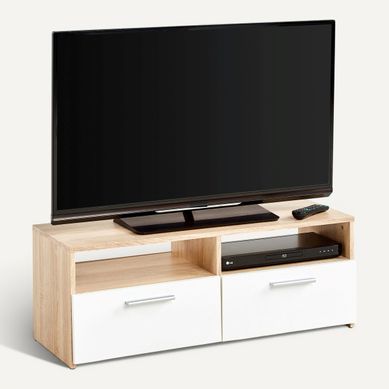 Meuble TV RANA Effet chêne / blanc vue 3/4