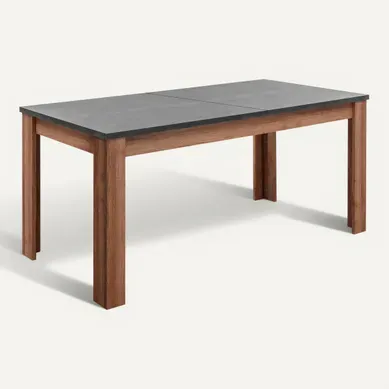 Table extensible L.180/220 cm ANVERS imitation chêne vieilli/ béton Table extensible L.180/220 cm ANVERS imitation chêne vieilli/ béton vue 3/4