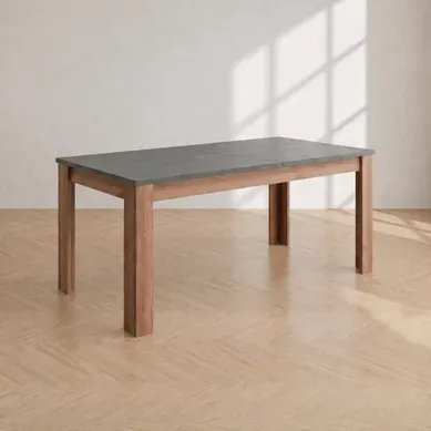 Table extensible  L.180/220 cm ANVERS imitation chêne vieilli/ béton
