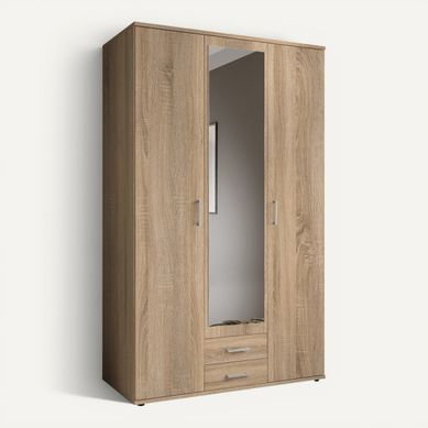 Armoire 3 portes L. 120 cm KARL imitation chêne vue 3/4