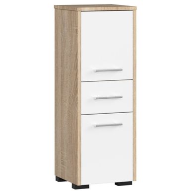 Meuble Colonne Salle De Bain Chêne Artisanal 183,5cm - Armoire Rangement 1 Tiroir 2 Portes