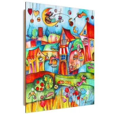 Tableau Bois Ville De Conte De Fées 40 X 60 Cm Multicolore Tableau Bois Ville De Conte De Fées 40 X 60 Cm Multicolore