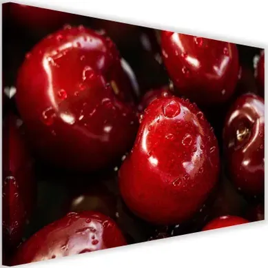 Tableau Cerises En Gouttes D'eau 120 X 80 Cm Rouge Tableau Cerises En Gouttes D'eau 120 X 80 Cm Rouge
