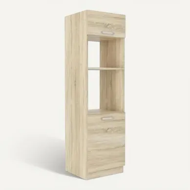 Meuble Colonne Four 2 Portes Battantes - Décor Chene Sonoma - L 60 X P 57 X H 210 Cm - Lassen