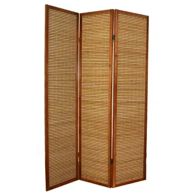 Paravent En Bois Brun Avec Bambou De 3 Pans Paravent En Bois Brun Avec Bambou De 3 Pans