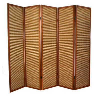 Paravent En Bois Brun Avec Bambou De 5 Pans Paravent En Bois Brun Avec Bambou De 5 Pans