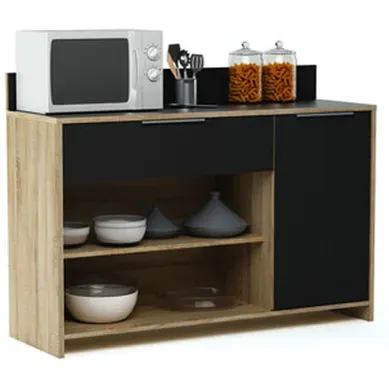 Meuble Desserte En Bois 1 Porte, 1 Tiroir Et 2 Niches, L123 X H85 X P40 Cm Meuble Desserte En Bois 1 Porte, 1 Tiroir Et 2 Niches, L123 X H85 X P40 Cm