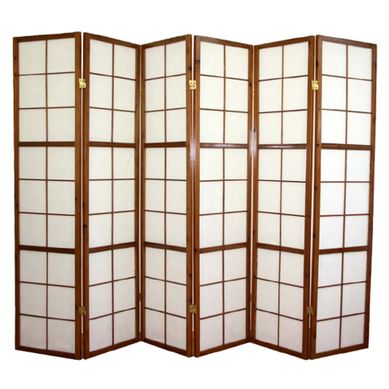 Paravent Japonais Shoji En Bois Brun De 6 Pans L261 X H178,6 Cm Paravent Japonais Shoji En Bois Brun De 6 Pans L261 X H178,6 Cm