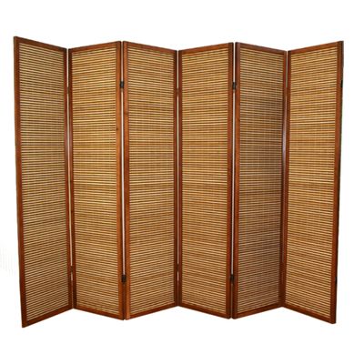 Paravent En Bois Brun Avec Bambou De 6 Pans Paravent En Bois Brun Avec Bambou De 6 Pans
