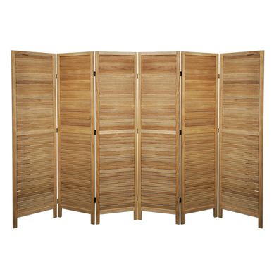 Paravent Persienne De 6 Pans En Bois, Coloris Brun Clair - Dim : H170 X L240 Cm Paravent Persienne De 6 Pans En Bois, Coloris Brun Clair - Dim : H170 X L240 Cm