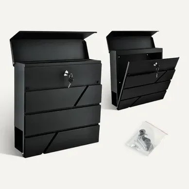 Boîte Aux Lettres, Fente, Avec Porte-journaux Noir