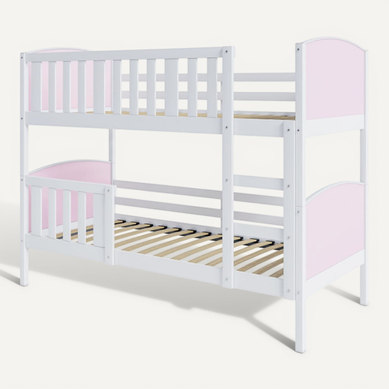 Lit Superposé Tom 90x190 Blanc - Rose Lit Superposé Tom 90x190 Blanc - Rose