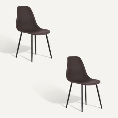 Chaise Wat - Café/pieds Noirs - 46 X 51 X 84 Cm - Lot De 2 Chaise Wat - Café/pieds Noirs - 46 X 51 X 84 Cm - Lot De 2