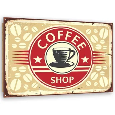 Tableau Bois Rétro - 1 Café 90 X 60 Cm Rouge Tableau Bois Rétro - 1 Café 90 X 60 Cm Rouge