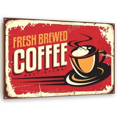 Tableau Bois Retro - Café Frais 120 X 80 Cm Rouge Tableau Bois Retro - Café Frais 120 X 80 Cm Rouge