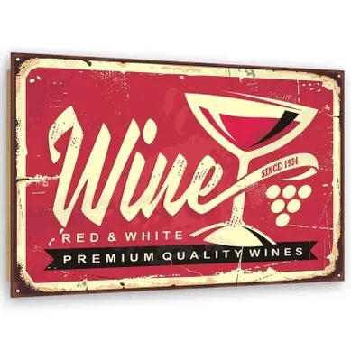 Tableau Bois Rétro - Vin 90 X 60 Cm Rouge Tableau Bois Rétro - Vin 90 X 60 Cm Rouge