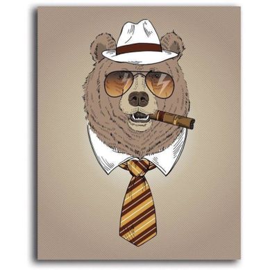 Tableau Ours Avec Cigare 40 X 60 Cm Marron Tableau Ours Avec Cigare 40 X 60 Cm Marron