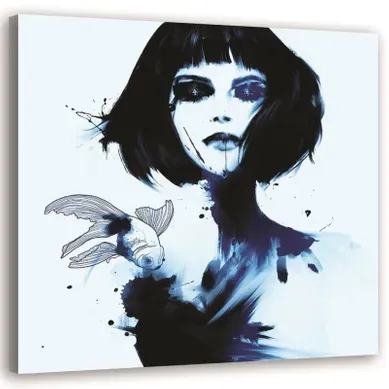 Tableau La Femme Et Le Poisson 40 X 40 Cm Bleu Tableau La Femme Et Le Poisson 40 X 40 Cm Bleu