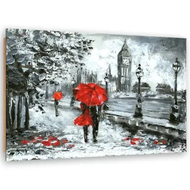 Tableau Bois Londres Sous La Pluie 90 X 60 Cm Rouge Tableau Bois Londres Sous La Pluie 90 X 60 Cm Rouge