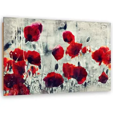 Tableau Coquelicots Abstraits Bois 120 X 80 Cm Rouge Tableau Coquelicots Abstraits Bois 120 X 80 Cm Rouge