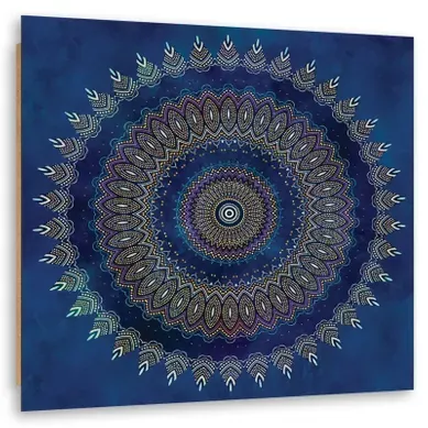 Tableau Bois Mandala, Abstraction 40 X 40 Cm Bleu Tableau Bois Mandala, Abstraction 40 X 40 Cm Bleu