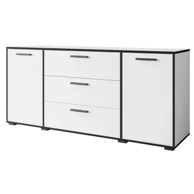 Commode Moderne 150 Cm Pour Salon, 3 Tiroirs Et 2 Placards, Blanc Mat Commode Moderne 150 Cm Pour Salon, 3 Tiroirs Et 2 Placards, Blanc Mat