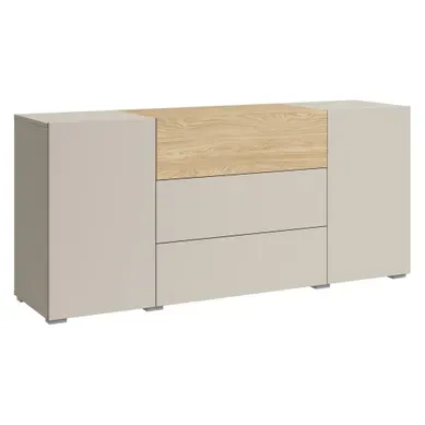 Commode Moderne 150 Cm Sur Pieds, 3 Tiroirs Et 2 Placards, Cachemire Mat Commode Moderne 150 Cm Sur Pieds, 3 Tiroirs Et 2 Placards, Cachemire Mat
