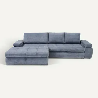 Canapé d'angle convertible méridienne gauche ARGOS tissu Aston steel 13 vue de face