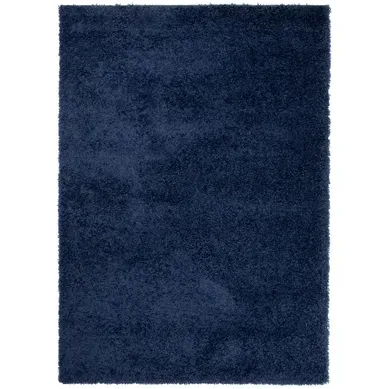 Tapis Salon Bleu Marine Uni Moelleux Poil Long Shaggy 240 X 330 Cm