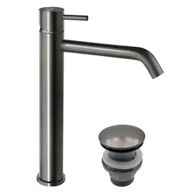 Ciriculus XL Robinet Mitigeur Haut Gris Brossé + Bonde