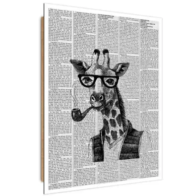 Tableau Bois Girafe Dans Le Journal 40 X 50 Cm Blanc Tableau Bois Girafe Dans Le Journal 40 X 50 Cm Blanc