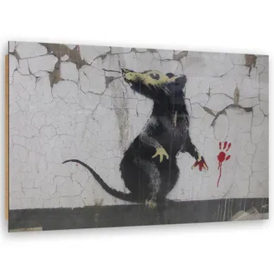 Tableau Bois Banksy Street Art Empreinte De Patte De Rat 40 X 30 Cm Blanc Tableau Bois Banksy Street Art Empreinte De Patte De Rat 40 X 30 Cm Blanc