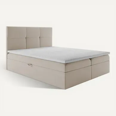 Lit Boxspring 200x200 Cm Top Avec Matelas Ressorts Intégrés, Rangement, Surmatelas En Velours Beige Lit Boxspring 200x200 Cm Top Avec Matelas Ressorts Intégrés, Rangement, Surmatelas En Velours Beige