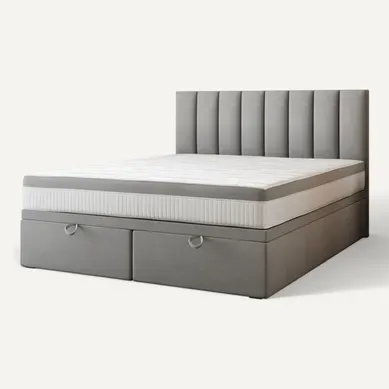 Lit Adulte 200x200 Cm Bond Avec Rangement Et Matelas Ressorts Ensachés En Tissu Velours Gris Lit Adulte 200x200 Cm Bond Avec Rangement Et Matelas Ressorts Ensachés En Tissu Velours Gris