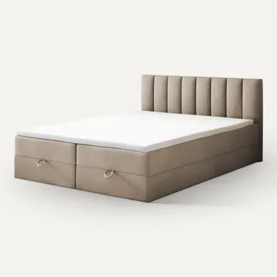 Ensemble 180x200 Cm City Avec Matelas Ressorts Intégrés, Rangement, Surmatelas En Velours Beige Ensemble 180x200 Cm City Avec Matelas Ressorts Intégrés, Rangement, Surmatelas En Velours Beige
