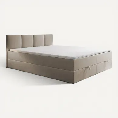 Ensemble 200x200 Cm Royal Avec Matelas Ressorts Intégrés, Rangement, Surmatelas En Velours Beige Ensemble 200x200 Cm Royal Avec Matelas Ressorts Intégrés, Rangement, Surmatelas En Velours Beige
