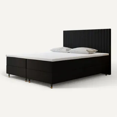 Lit Boxspring 200x200 Cm Estepona Matelas Ressorts Intégrés, Rangement, Surmatelas En Velours Noir Lit Boxspring 200x200 Cm Estepona Matelas Ressorts Intégrés, Rangement, Surmatelas En Velours Noir