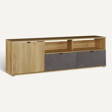Meuble TV UNIK Imitation chêne / béton Meuble TV UNIK Imitation chêne / béton vue 3/4