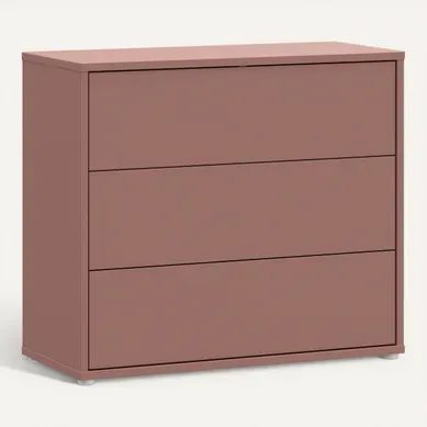 Commode 3 tiroirs CANELLE terracotta Commode 3 tiroirs CANELLE terracotta vue 3/4
