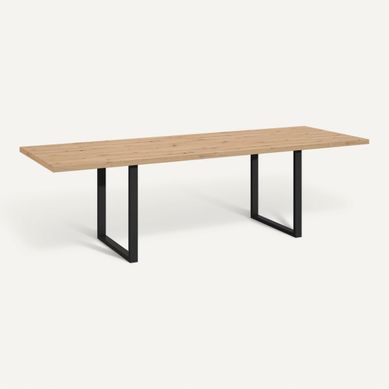 Table à manger extensible 180-260 x 90 cm ALLISTER Imitation bois et noir vue 3/4