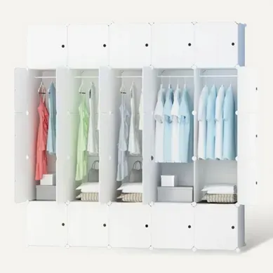 Grande Armoire Modulaire Blanche, Dressing XXL Spacieux Pour Vêtements, Étagères, Tringle