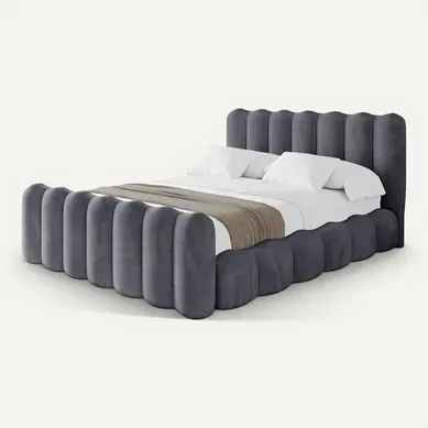 Lit Tapissé Avec Un Coffre De Rangement - Sora-Z 120 x200 Gris Foncé