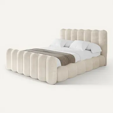 Lit Tapissé Avec Un Coffre De Rangement - Beige Sora-z 120x200