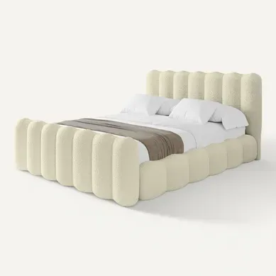 Lit Tapissé Avec Un Coffre De Rangement - Beige Sora-z 120x200 Cm
