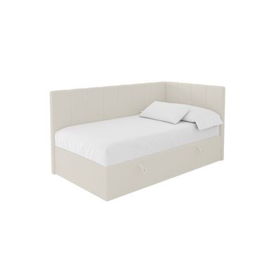 Lit Simple Avec Coffre De Rangement Lovy, Gauche 100x200 Cm Beige Lit Simple Avec Coffre De Rangement Lovy, Gauche 100x200 Cm Beige
