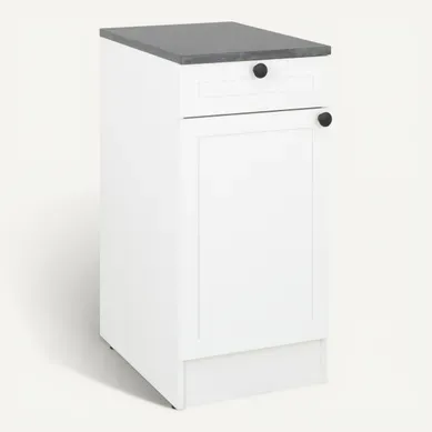 Bas 40 cm 1porte 1 tiroir ELSA blanc Bas 40 cm 1porte 1 tiroir ELSA blanc vue 3/4