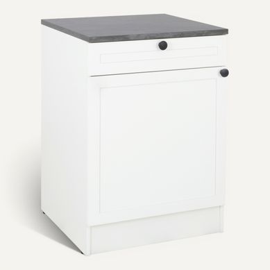 Bas 60 cm 1 porte 1 tiroir ELSA blanc Bas 60 cm 1 porte 1 tiroir ELSA blanc vue 3/4