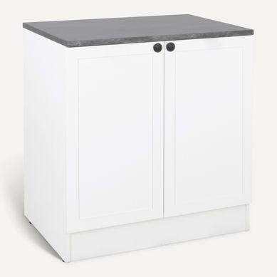 Bas 80 cm 2 portes ELSA blanc Bas 80 cm 2 portes ELSA blanc vue 3/4