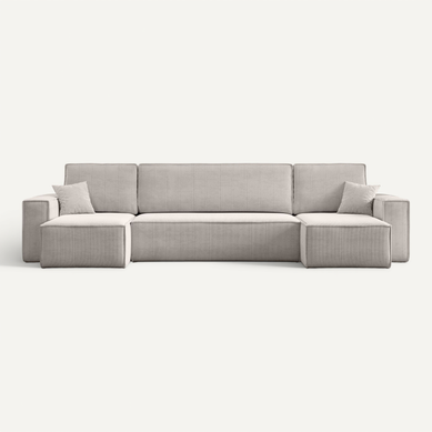Canapé D’angle En U Carlos U Convertible Blanc Fonction Couchage, Coffre De Rangement XXL Canapé D’angle En U Carlos U Convertible Blanc Fonction Couchage, Coffre De Rangement XXL