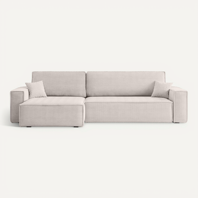 Canapé D’angle Convertible Réversible Carlos XL – Velours Côtelé Blanc Fonction Couchage Canapé D’angle Convertible Réversible Carlos XL – Velours Côtelé Blanc Fonction Couchage